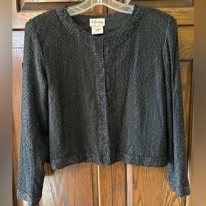 Stenay Beaded Evening Jacket/Top 100% Silk, Padded Shoulder, Black, Large